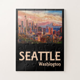Quebra-cabeça Poster de viagens de Seattle Washington