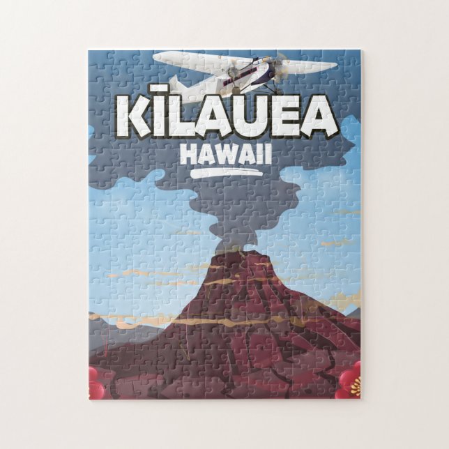 Quebra-cabeça Poster de viagens de vulcão Kīlauea Hawaii (Vertical)