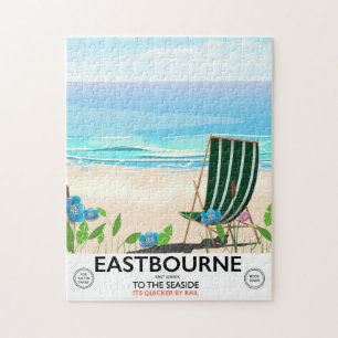 Quebra-cabeça Poster de viagens do leste de Sussex da praia de