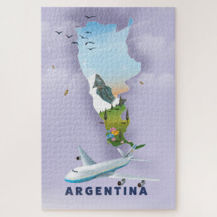Quebra-cabeça Poster de viagens do Mapa Argentina