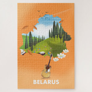 Quebra-cabeça Poster de viagens do Mapa da Bielorrússia.