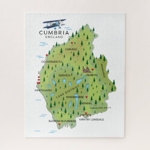 Quebra-cabeça poster de viagens do mapa da Inglaterra Cumbria.