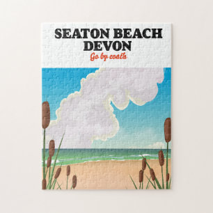 Quebra-cabeça Poster de viagens Dorset da praia de Seaton