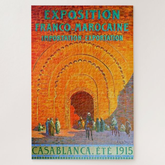Quebra-cabeça Poster de viagens francês Casablanca Marrocos Vint (Vertical)