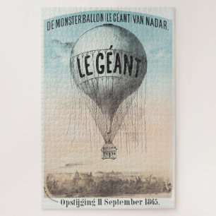 Quebra-cabeça Poster de viagens francês retrô- Vintage Hot Air