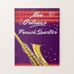 Quebra-cabeça Poster de viagens Francês Trimestre Saxofone de N