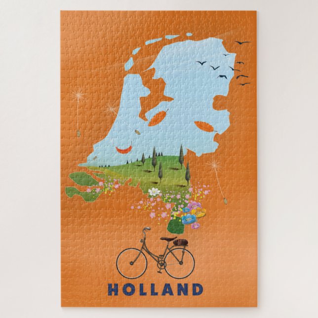 Quebra-cabeça Poster de viagens Holland Map (Vertical)