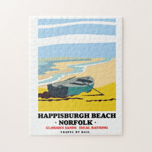 Quebra-cabeça Poster de viagens Norfolk da Praia do Happisburgh