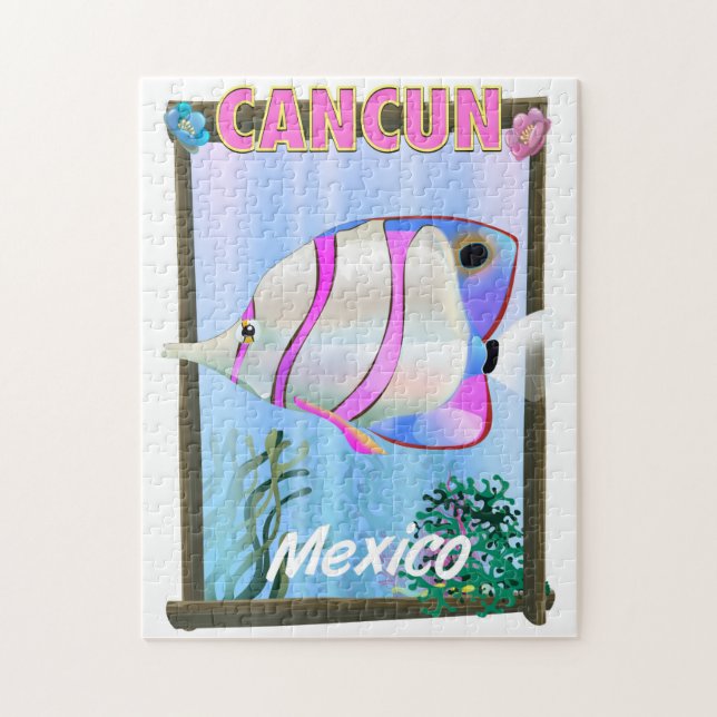Quebra-cabeça Poster de viagens tropical mexicano de Cancun (Vertical)