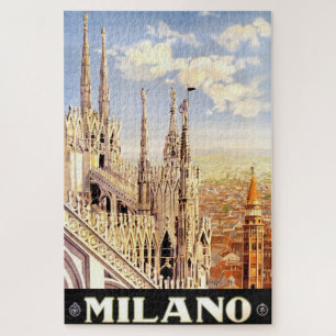 Quebra-cabeça Poster de viagens Vintage 1920 Duomo di Milano Itá