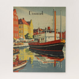 Quebra-cabeça Poster de Viagens vintage da Dinamarca personalizá
