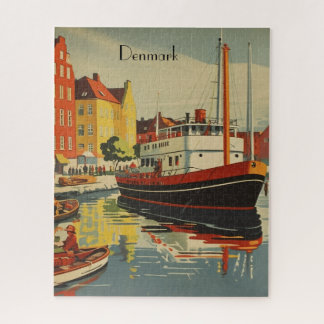 Quebra-cabeça Poster de Viagens vintage da Dinamarca personalizá