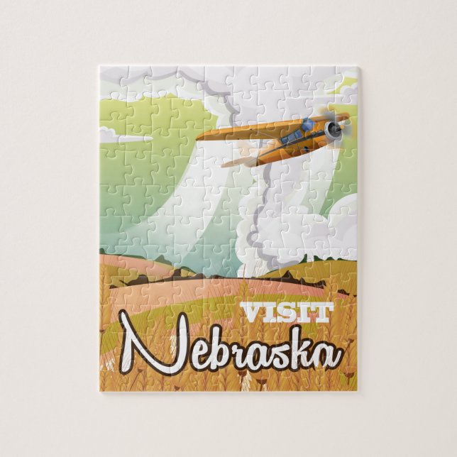 Quebra-cabeça Poster de viagens vintage de Nebraska (Vertical)