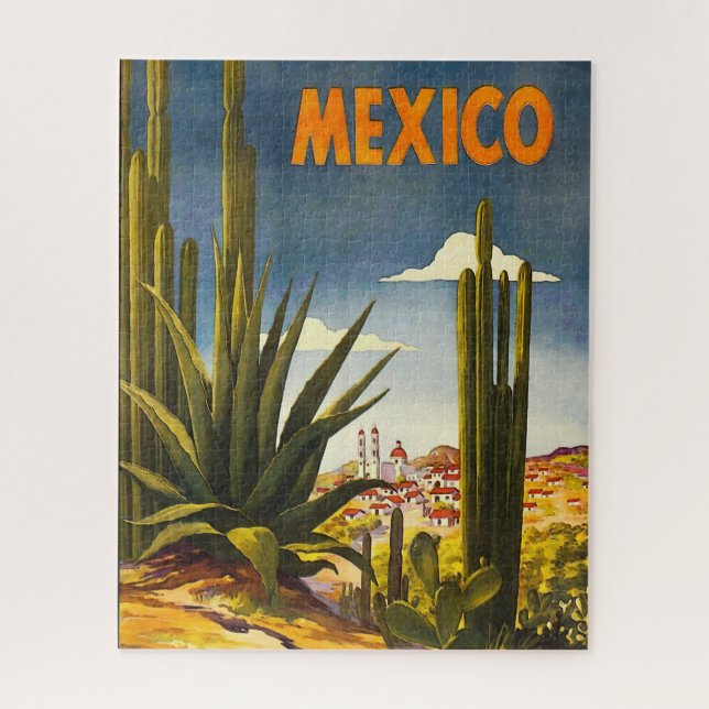 Quebra-cabeça Poster de viagens vintage México (Vertical)