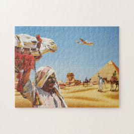 Quebra-cabeça Poster de viagens Vintage no Egito, Pirâmide, Esfi