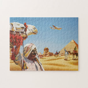 Quebra-cabeça Poster de viagens Vintage no Egito, Pirâmide, Esfi