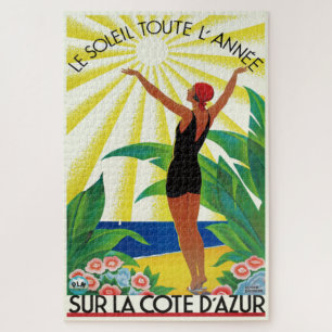Quebra-cabeça Poster Viagens vintage da Riviera D'Azur