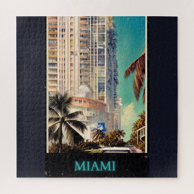 Quebra-cabeça Poster vintage Miami (Vertical)