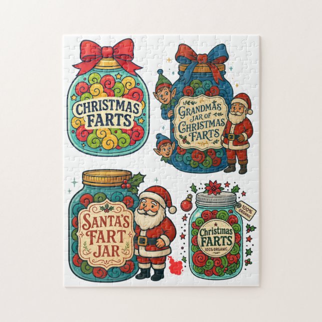 Quebra-cabeça Potes de Peidos de Natal 100% Diversão de Férias O (Vertical)