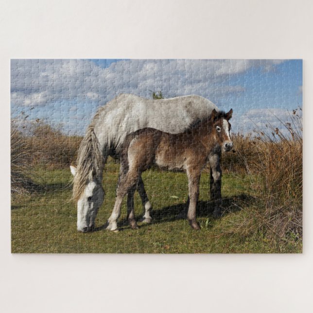 Quebra-cabeça Potro de Cavalo Camargue com Mãe (Horizontal)
