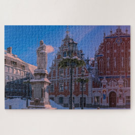 Quebra-cabeça Praça da Prefeitura de Riga no inverno