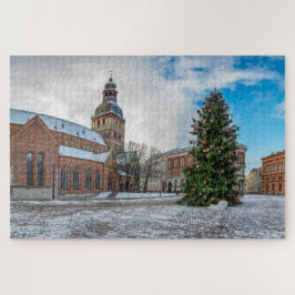 Quebra-cabeça Praça Dome com árvore de Natal em Riga