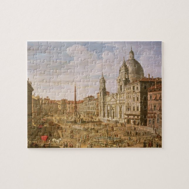 Quebra-cabeça Praça Navona, Roma, olhando sul para Palazzo (Horizontal)