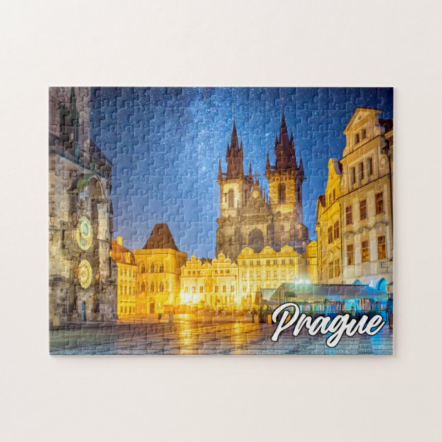 Quebra-cabeça Praga, República Checa, Depois de Escuro (Horizontal)