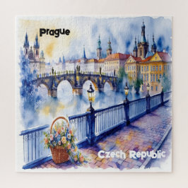 Quebra-cabeça Praga - República Checa - Esquema de Aquarela |