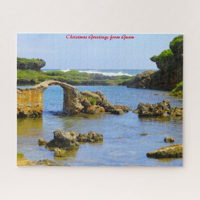 Quebra-cabeça Praia Costeira Guam.Saudação de Natal (Horizontal)