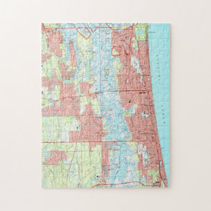 Quebra-cabeça Praia de Jacksonville e mapa atlântico de Florida