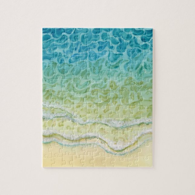 Quebra-cabeça Praia Oceânica em Aquarela (Vertical)