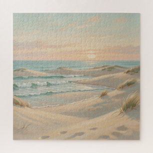 Quebra-cabeça Praia Tranquila Pôr do Sol Dunas Ondas do Oceano C