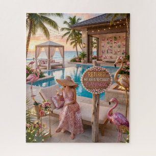 Quebra-cabeça Praia Tropical com Tema de Flamingo para Mulher Ch