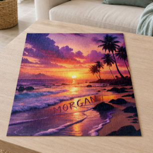 Quebra-cabeça Praia Tropical Sunset Personalizada - Costa Sonhad