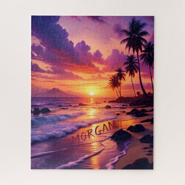 Quebra-cabeça Praia Tropical Sunset Personalizada - Costa Sonhad (Vertical)