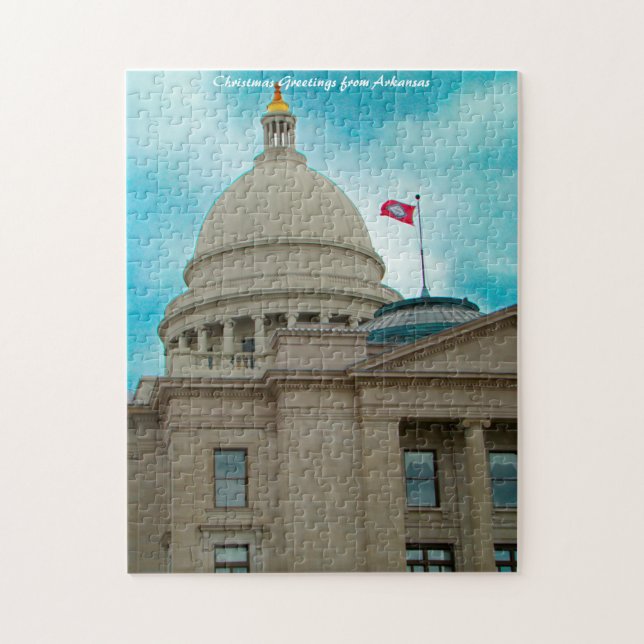 Quebra-cabeça Prédio do Capitólio do Arkansas. Saudações de Nata (Vertical)