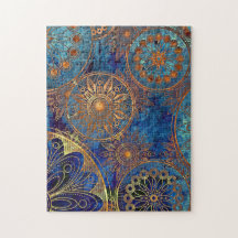 Presente Azul Celestial e Dourado Desafio