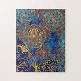 Quebra-cabeça Presente Azul Celestial e Dourado Desafio