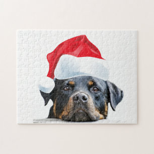 Quebra-cabeça Presente bonito do papai noel do cão de Rottweiler