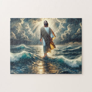 Quebra-cabeça Presente da Fé Cristã Jesus Caminhando sobre a Águ