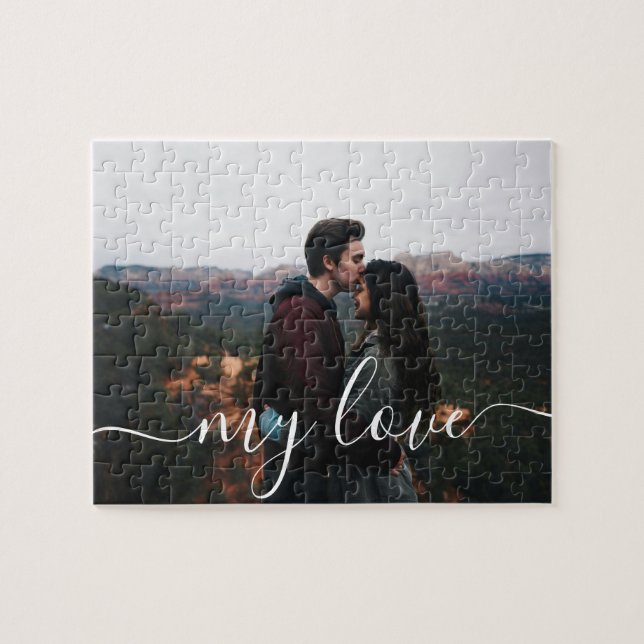 Quebra-cabeça Presente de Casal com Foto Personalizada e Letra R (Horizontal)