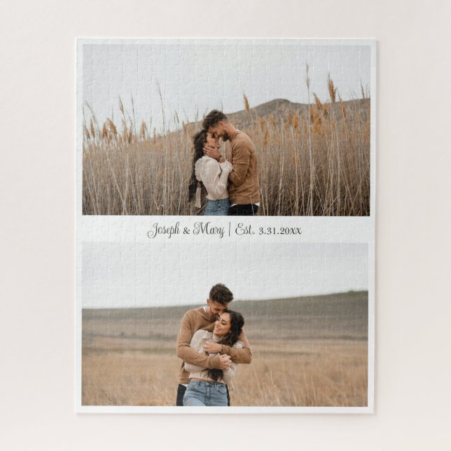 Quebra-cabeça Presente de Casamento Personalizado para Casal com (Vertical)
