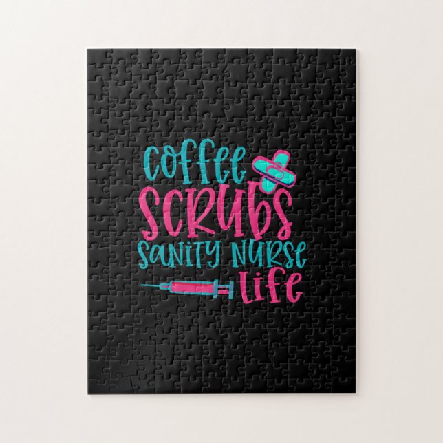 Quebra-cabeça Presente de Enfermeira | Café Escrubs Enfermeiros  (Vertical)