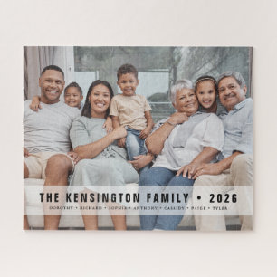 Quebra-cabeça Presente de Família Simples Monograma Moderno e Ne