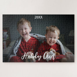 Quebra-cabeça Presente de fotos da família Holiday Cheer para a