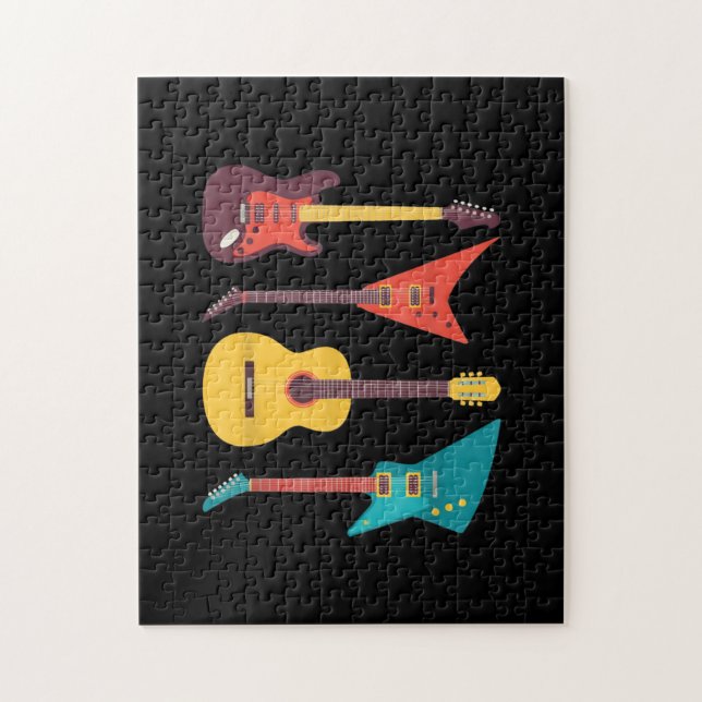 Quebra-cabeça Presente De Guitarra Elétrica E Guitarrista Acústi (Vertical)