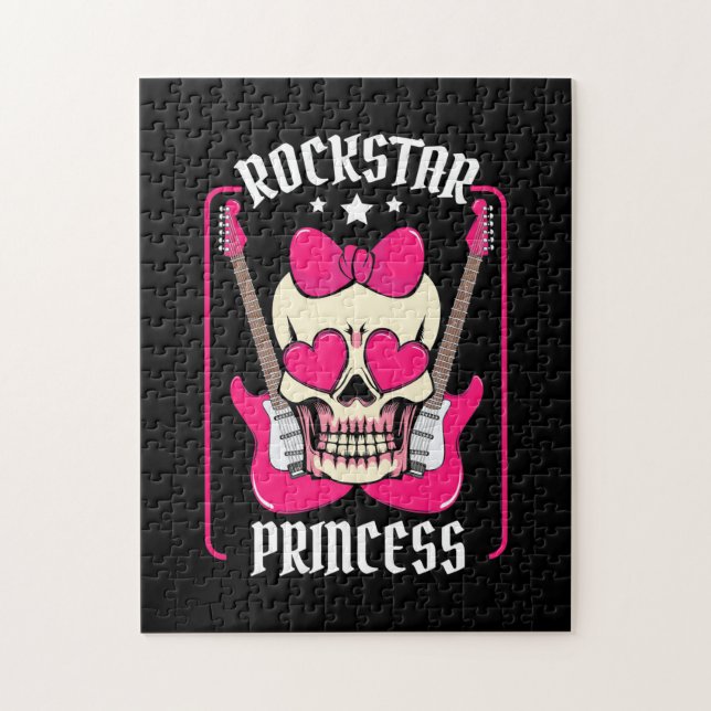 Quebra-cabeça Presente de Natal | Caveira de Princesa Rockstar (Vertical)