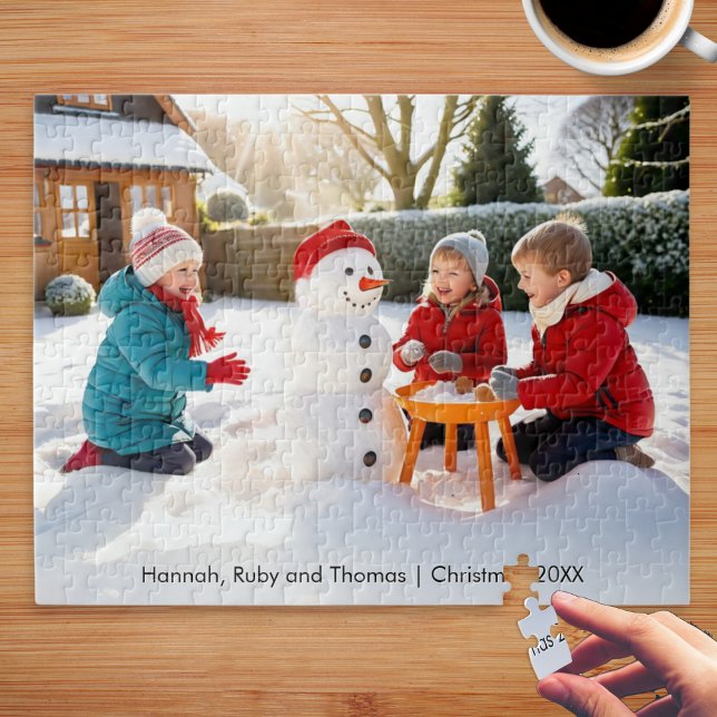 Quebra-cabeça Presente de Natal Personalizado com Foto da Famíli (A Christmas jigsaw puzzle to customize with your own photo and text)