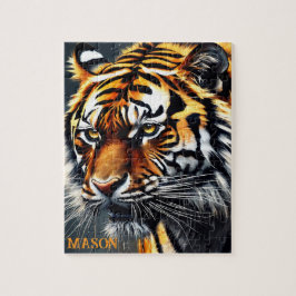 Quebra-cabeça Presente de Nome Personalizado do Tigre Snarling